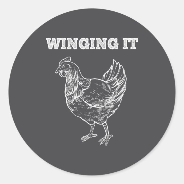 Winging It Funny Chicken Wings Lovers Quote  Runder Aufkleber (Vorderseite)