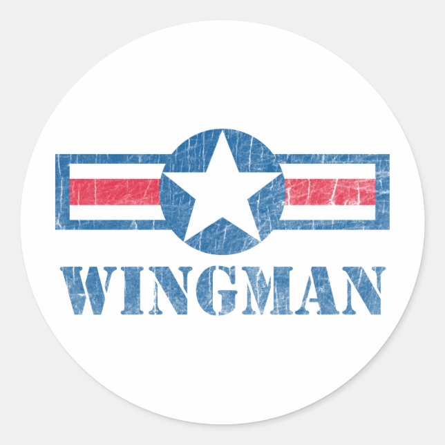Wingman Vintag Runder Aufkleber (Vorderseite)