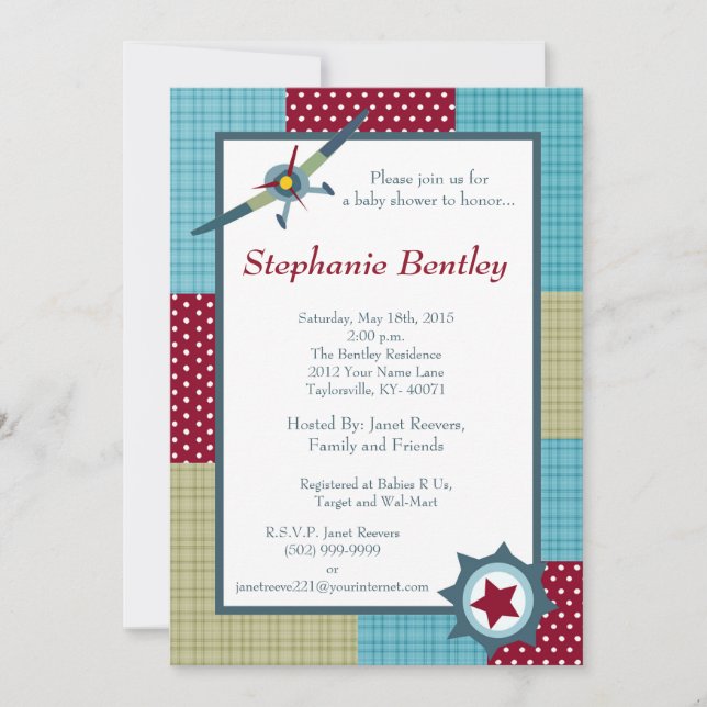 Wings 12x18 Flugzeug Einladung (Vorderseite)