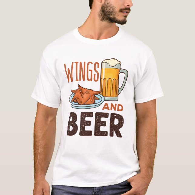 Wings and Bierhühner Wings Drinken T-Shirt (Vorderseite)