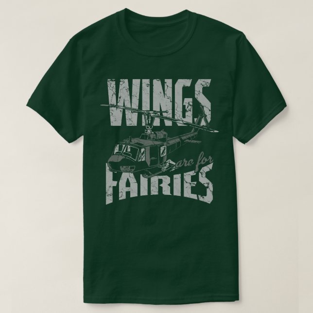 Wings Are For Fairies Helicopter Aircraft Airplane T-Shirt (Design vorne)