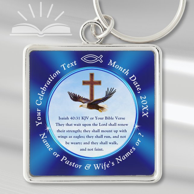 Wings as Eagles Personalized, Christian Key Chain Schlüsselanhänger (Bible verse key chain. Gifts for new ministers. Gifts for retiring ministers. Isaiah 40:31 Eagles.)