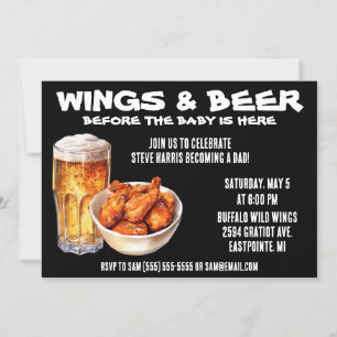 Wings & Beer Before Baby ist da! Vater Babydusche Einladung