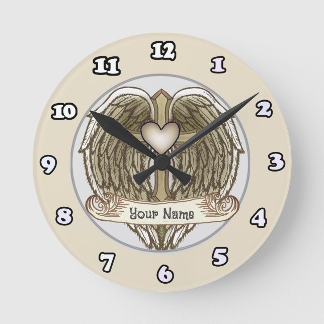 Wings Cross Heart Uhr (Vorderseite)