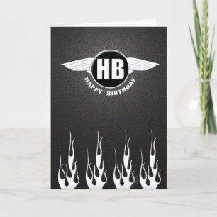 Wings & Flames: Biker Birthday Karte