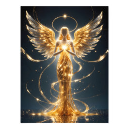 Wings of Light – Abstract Golden Angel Poster