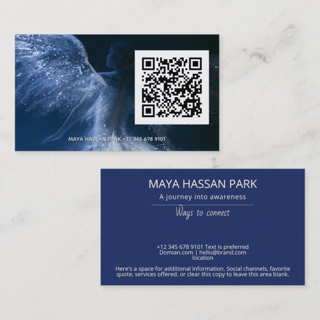 Wings of Starlight | Flügelengel QR-Code Visitenkarte (Vorne/Hinten)