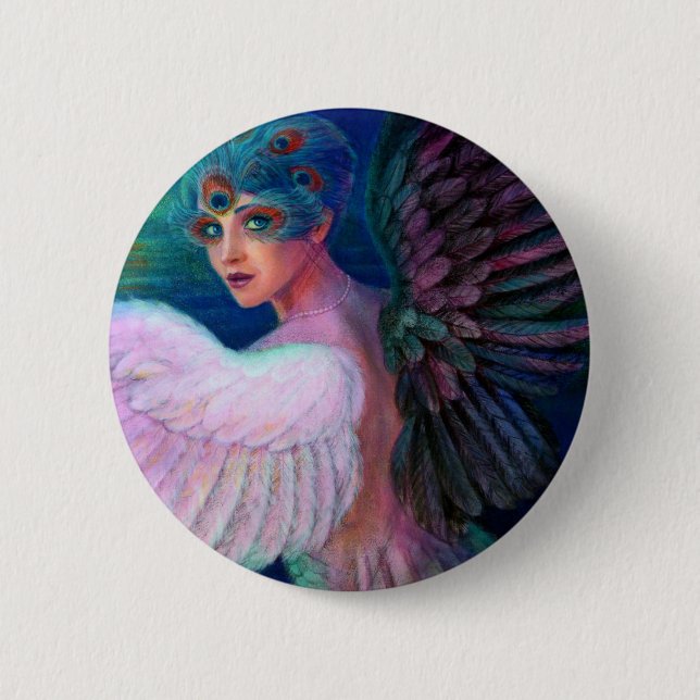Wings Pfau-Dame von Dualität Button (Vorderseite)