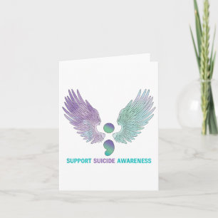Wings Semicolon unterstützt Suicide Awareness Aqua Karte