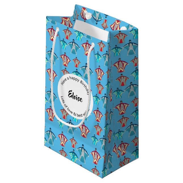 Wingsuit Skydiving Kleine Geschenktüte (Vorderseite Schrägansicht)