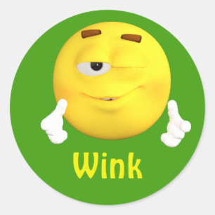 Wink Emoji Emoticon-Cartoon-Gesicht Runder Aufkleber