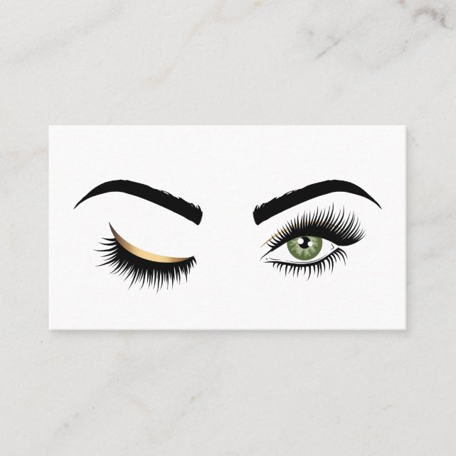 Wink Eye Makeup Künstler Green Eyes Lash Extension Visitenkarte (Vorderseite)