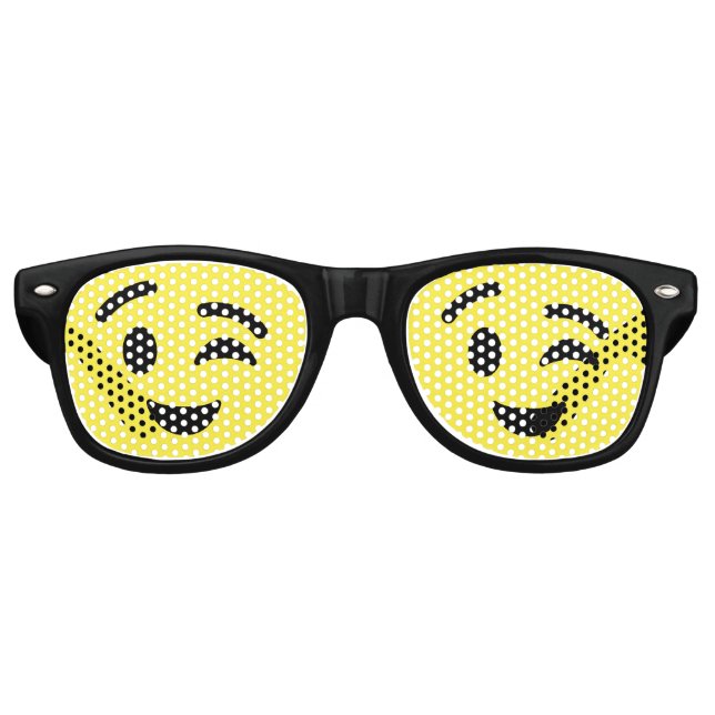Wink Face Emoji Partybrille (Vorderseite)