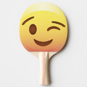 Wink glückliches Emoji stellen Klingeln Pong Tischtennis Schläger