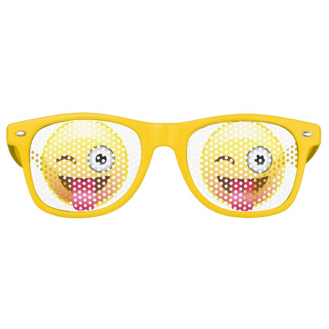 Wink Happy Emoji Face Tongue Out Party Brille Sonnenbrille (Vorderseite)