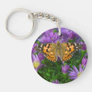Winkel-Schmetterling auf Kegelblume Schlüsselanhänger