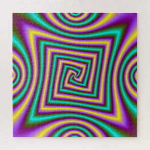 Winkelspirale in violett Gelb und Grün Puzzle