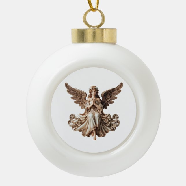 Winkelverzierung Keramik Kugel-Ornament (Vorderseite)