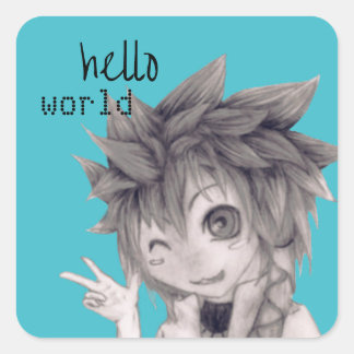 Winking Anime Typ, Original Zeichnend Quadratischer Aufkleber