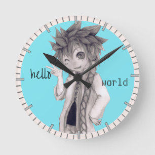 Winking Anime Typ, Original Zeichnend Runde Wanduhr