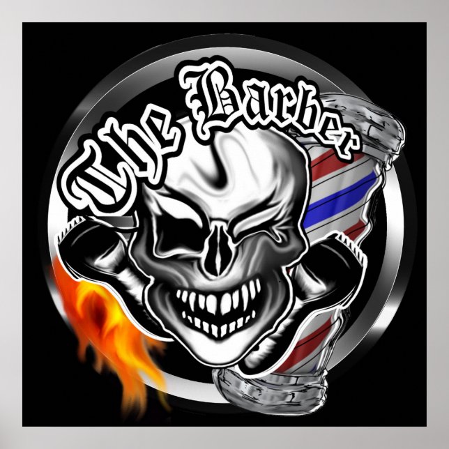 Winking Barber Skull Poster (Vorne)