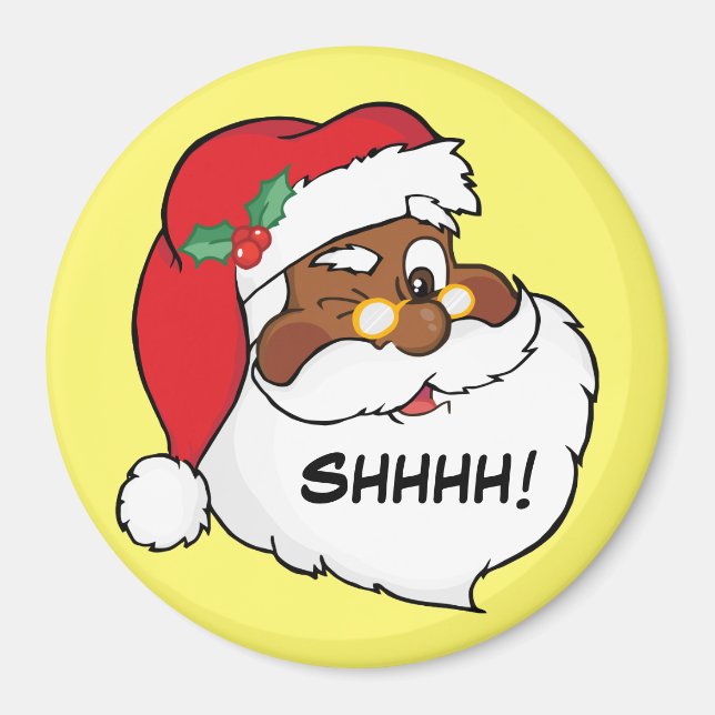 Winking Black Santa Behaltend Weihnachtsgeheimniss Magnet (Vorne)