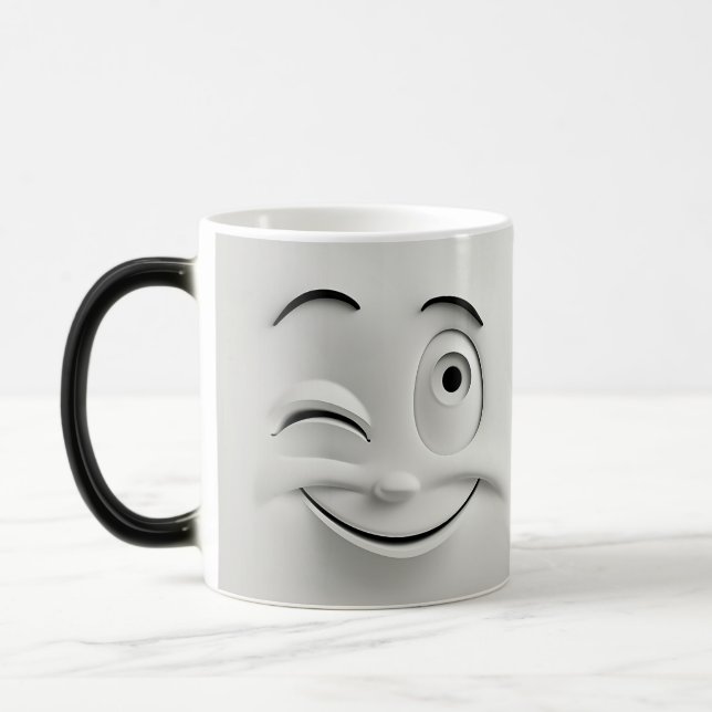 Winking Cartoon Face 3D Verwandlungstasse (Links)