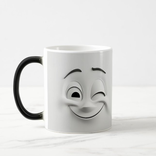 Winking Cartoon Face 3D Verwandlungstasse (Links)