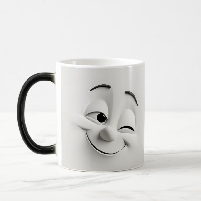 Winking Cartoon Face 3D Verwandlungstasse (Links)