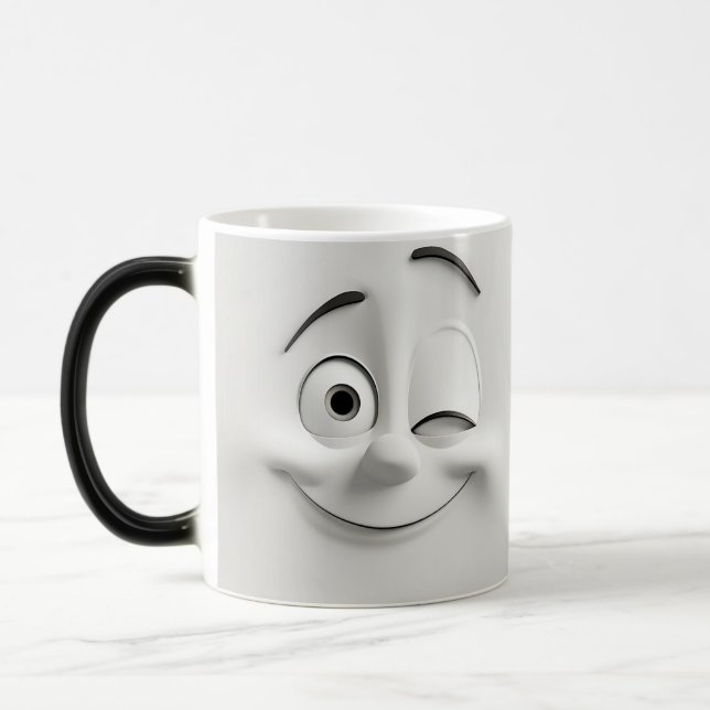 Winking Cartoon Face 3D Verwandlungstasse (Links)