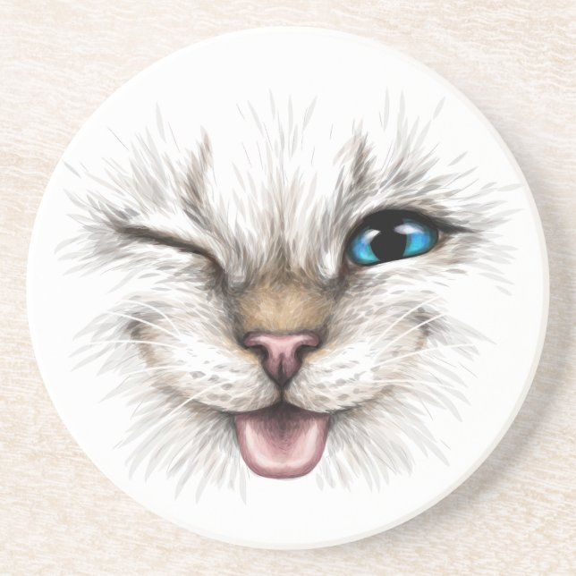 Winking Cat Getränkeuntersetzer (Vorne)