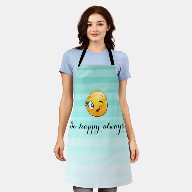 Winking Emoji Face-Be Happy immer Schürze (Getragen)
