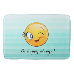 Winking Emoji Face-Be immer glücklich Badematte