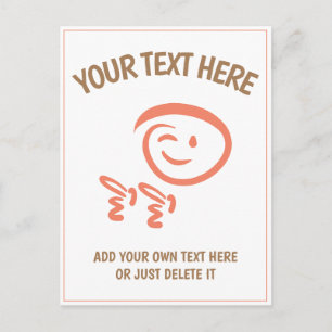 Winking Emoji Face mit Fingerguns Doodle Template Postkarte