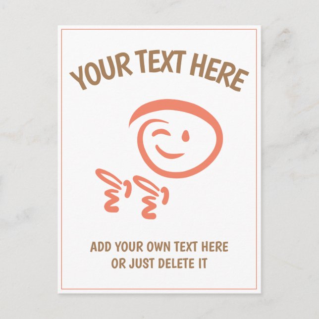 Winking Emoji Face mit Fingerguns Doodle Template Postkarte (Vorderseite)