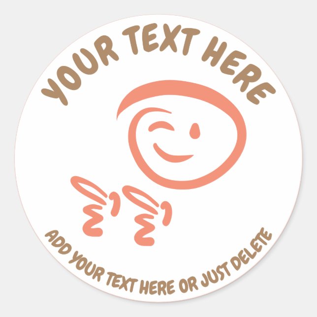 Winking Emoji Face mit Fingerguns Doodle Template Runder Aufkleber (Vorderseite)