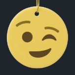 Winking Emoji Keramik Ornament<br><div class="desc">Winking Gesicht Emoji Ornament. Emoji art Version 2 von EmojiOne. Lizenziert unter Creative Commons (CC-BY 4.0).</div>