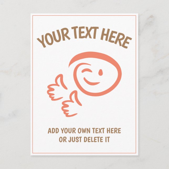 Winking Emoji stehen vor zwei Stürmen. Doodle. Vor Postkarte (Vorderseite)