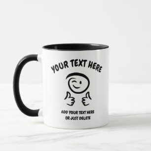 Winking Emoji stehen vor zwei Stürmen. Doodle. Vor Tasse