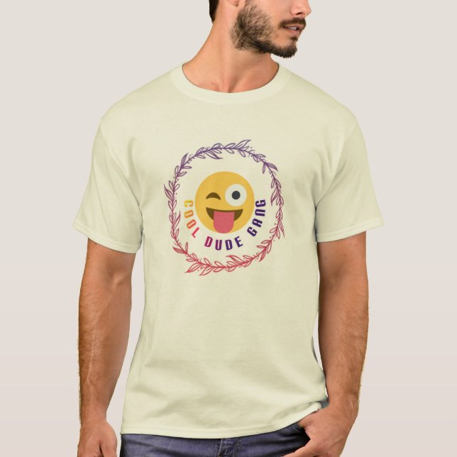 Winking eye lächelnd Gesicht cool und lustige Emoj T-Shirt (Vorderseite)