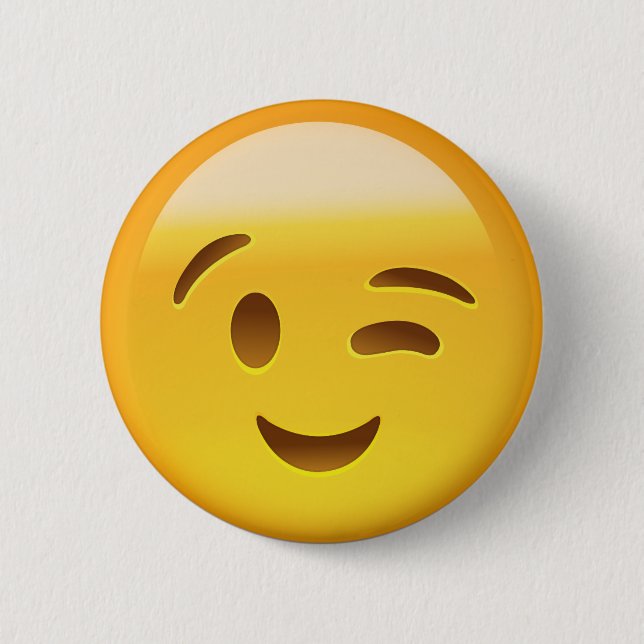 Winking Face Emoij Button (Vorderseite)