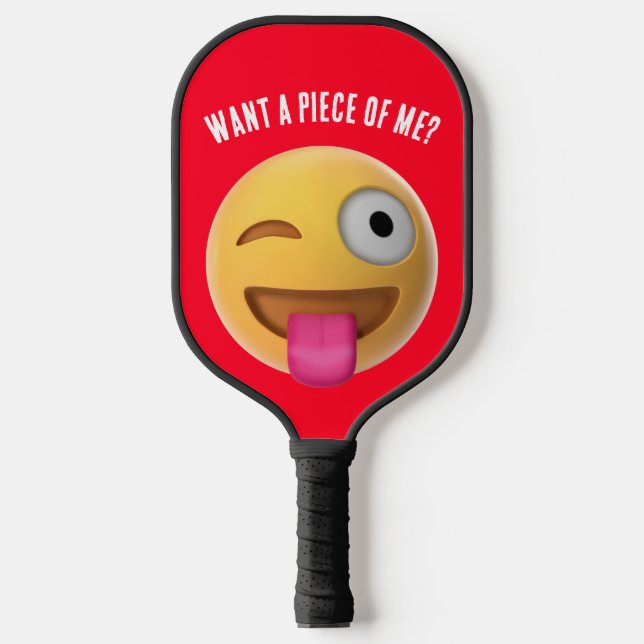 Winking Face Emoji mit Tongue Pickleball Paddle (Vorderseite)