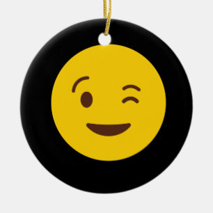 Winking Face Emoji TShirt Keramik Ornament