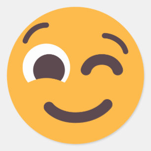 Winking Face Niedlich Adorable Emoji Editable Colo Runder Aufkleber
