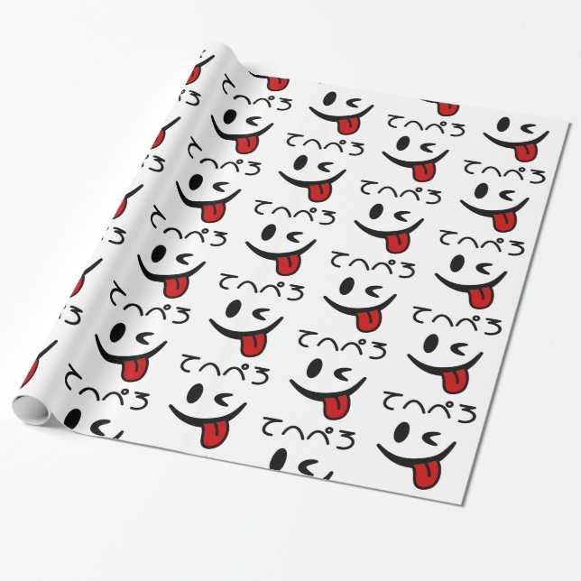 Winking Face Tongue Out て へ ぺ ろ Tehepero | Hopfen Geschenkpapier (Ungerollt)