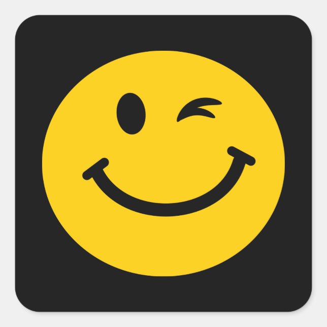 Winking-Gesicht Quadratischer Aufkleber (Vorderseite)