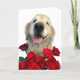 Winking Golden Retriever mit Rose Muttertag Karte