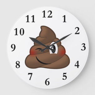 Winking Kack Emoji Große Wanduhr
