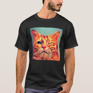 Winking Orange Cat Lover Feline Abstrakt Digital P T-Shirt