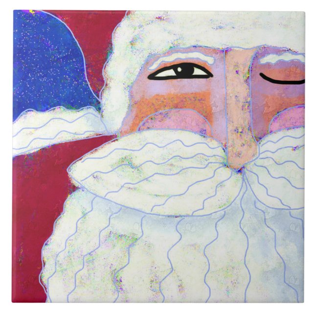 Winking Santa Abstrakt Art Fliese (Vorderseite)